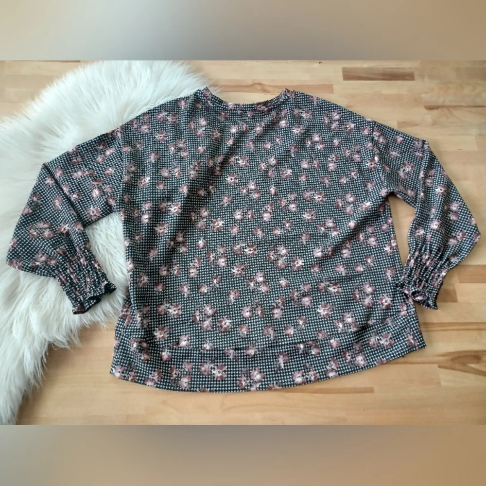 {Ellen Tracy} Houndstooth floral print top - Picture 6 of 6